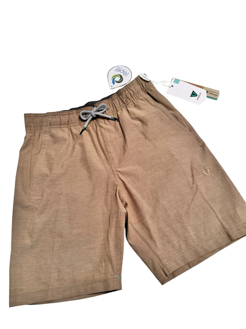 VISSLA NWT youth boys Hemp No See Uma Eco 17” Khaki Shorts